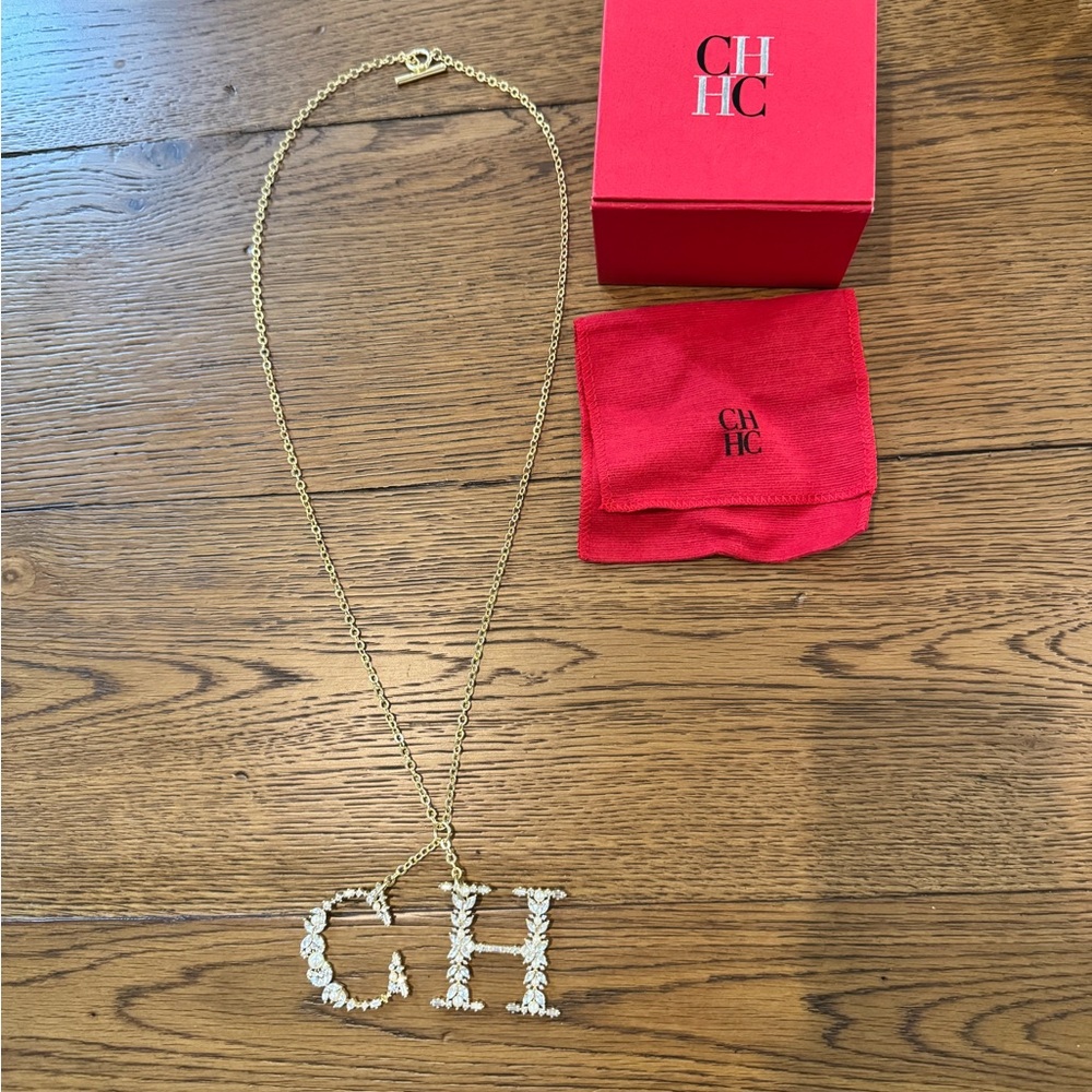 CH Gold Necklace with Crystal Accents